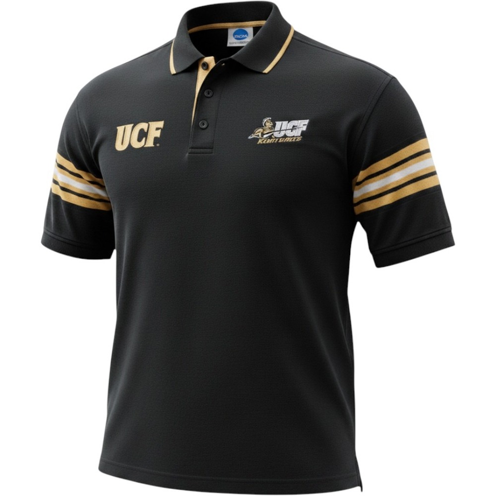 NCAA VF Imagewear UCF Golden Knights Polo Shirt Mens XL Black Gold Pique Vintage
